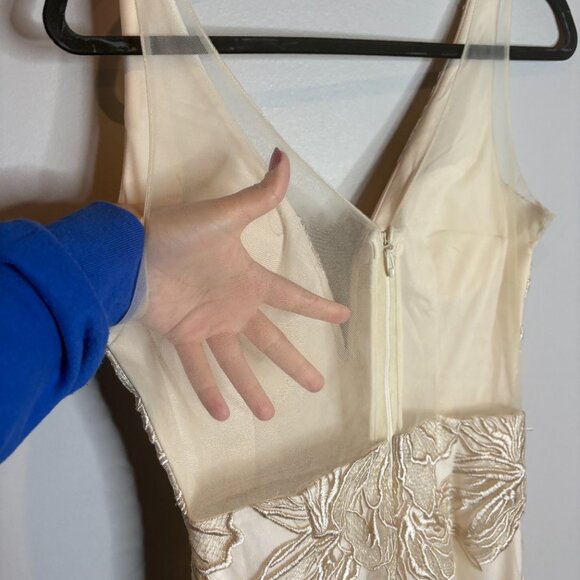 Soieblu cream and gold floral applique formal dress - Picture 3 of 5